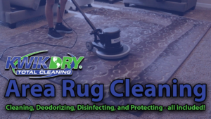 A professional cleaning an area rug with a rotary machine at Jacksonville Kwik Dry Total Cleaning in Jacksonville, FL.
