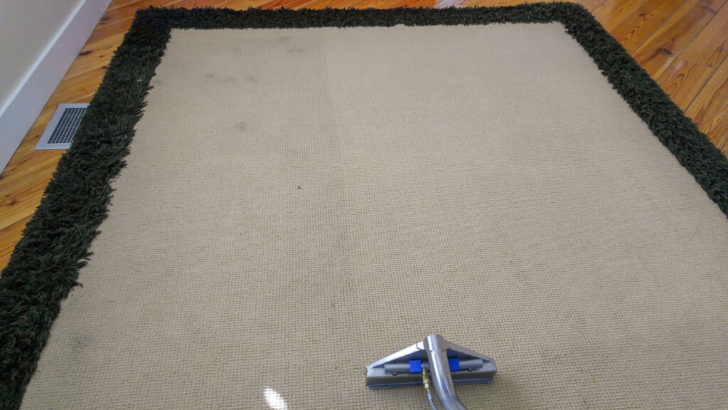 Professional area rug cleaning in progress by Performance Carpet & Floor Services in West Jordan, UT.