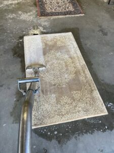A professional area rug cleaning service being performed by Max Performance Carpet Cleaning in Spokane, WA.