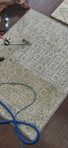 A professional area rug cleaning service in progress by On The Spot Carpet Cleaning in Erie, PA.