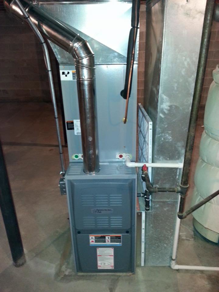 An Armstrong furnace and air handler unit installed by All Systems LLC, an HVAC contractor in Fremont, NE
