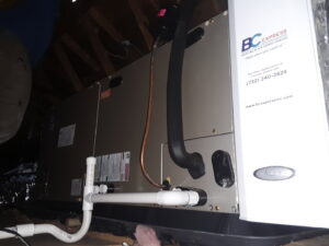 An attic air handler unit installed by BC Express Inc Heating & Air Conditioning in Toms River, NJ.