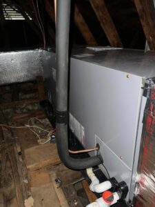 An air handler unit installed in an attic with insulated lines and ductwork by Circle L Heating and Cooling LLC in Atmore, AL.