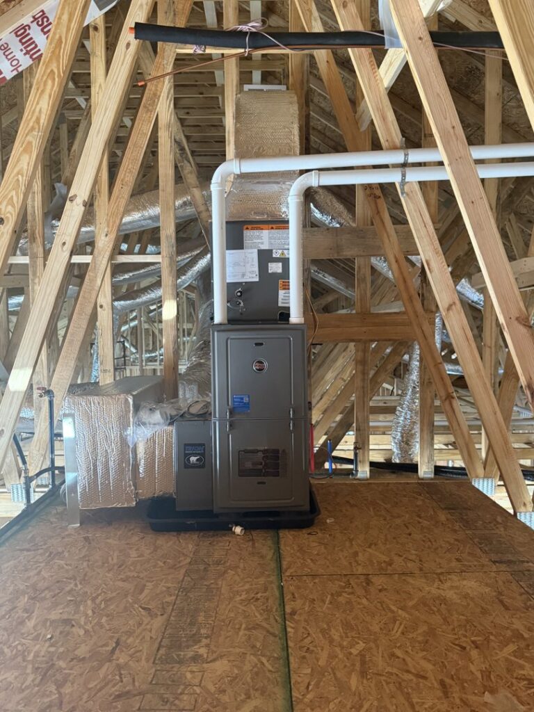 An attic furnace and air handler unit installation by Brad Emberton's HVAC in Owensboro, KY.