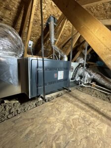 An attic furnace and air handler unit installation with ductwork by J & M Cooling & Heating LLC in Peoria, AZ.