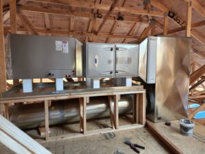 New HVAC system and ductwork installation in an attic space by Ambiaire in Lakewood, NJ