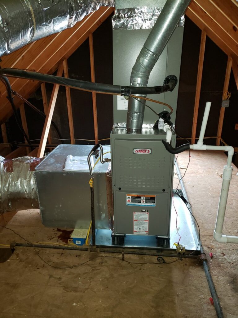 An attic HVAC system installation with a Lennox furnace by Service Experts Memphis in Memphis, TN.