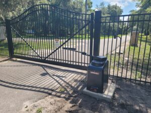 An automatic LiftMaster gate opener installation by Wirenut Technologies LLC in Brandon, FL.