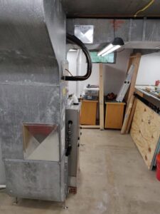 A basement furnace installation with new ductwork by Wise Heating & Air Conditioning, LLC in Louisville, KY.