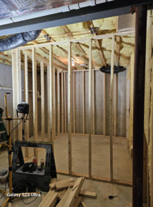 HVAC ductwork installation in a basement under construction by JRD Refrigeration LLC in York, PA.