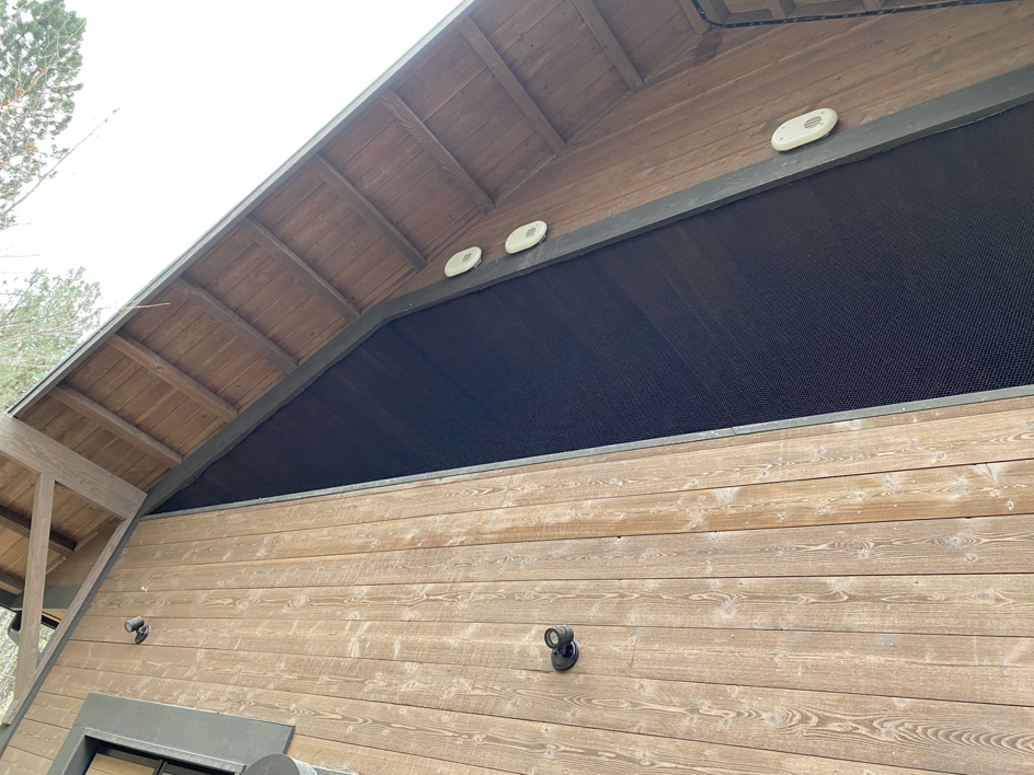 Bat exclusion netting installed on a building to prevent entry by Idaho Bat Control in Meridian, ID
