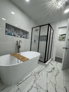 Modern bathroom featuring a ceiling HVAC vent installed by AZ Remodeling & Handyman LLC in Scottsdale, AZ