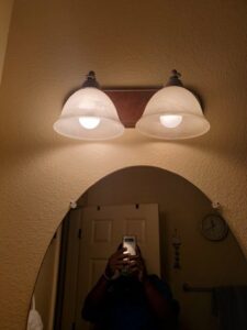 A newly installed bathroom vanity light fixture by Canyon Electric Company, Inc. in North Las Vegas, NV