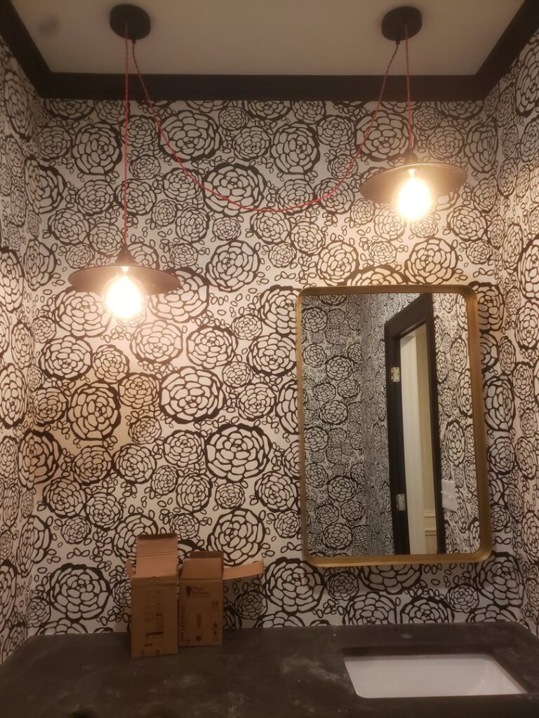 Bathroom vanity lighting with two pendant fixtures installed by Superior Electric and Lighting LLC in Southaven, MS