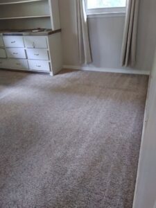 Cleaned bedroom carpet showing fresh cleaning lines by Action Carpet Cleaning & Restoration in Norman, OK