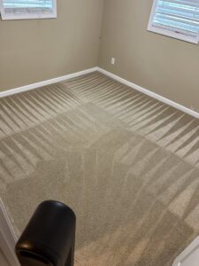 A bedroom carpet freshly cleaned with professional patterns by Top Dog Carpet Cleaning in Belton, MO.