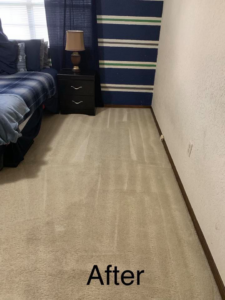 Cleaned bedroom carpet after service by Action Carpet Cleaning & Restoration in Norman, OK