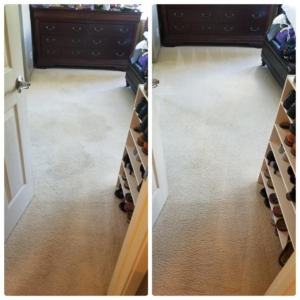 Bedroom carpet cleaning before and after by Gold Star Cleaning LLC in Rock Falls, IL