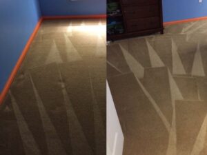 Before and after cleaning of a bedroom carpet by Professional Carpet Care Laurel in Laurel, MD