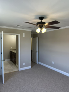 A newly installed ceiling fan in a bedroom by S&S A/C and Electrical LLC in Houma, LA.