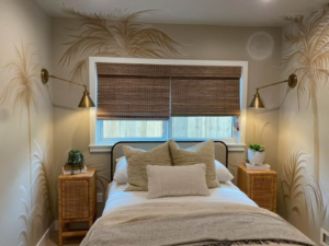 Bedroom featuring stylish wall sconce lighting installation completed by Kairos Electric and Construction in Anaheim, CA.