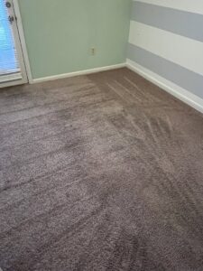 A brown carpet showing a clear before and after difference from professional cleaning by Hampton Carpet Cleaning Pros in Hampton, VA.