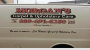 Before and after comparison of a professionally cleaned carpeted hallway by Morgan's Carpet & Upholstery Care in Dunlap, IL.