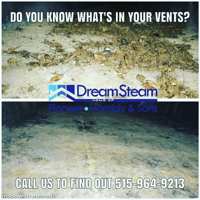 A before and after comparison showing a dirty air vent cleaned by Dream Air Vent and Duct Cleaning in Des Moines, IA