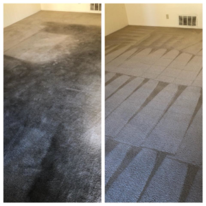 Before and after comparison of a dirty and freshly cleaned carpet by Ramirez Carpet Cleaning in Sacramento, CA