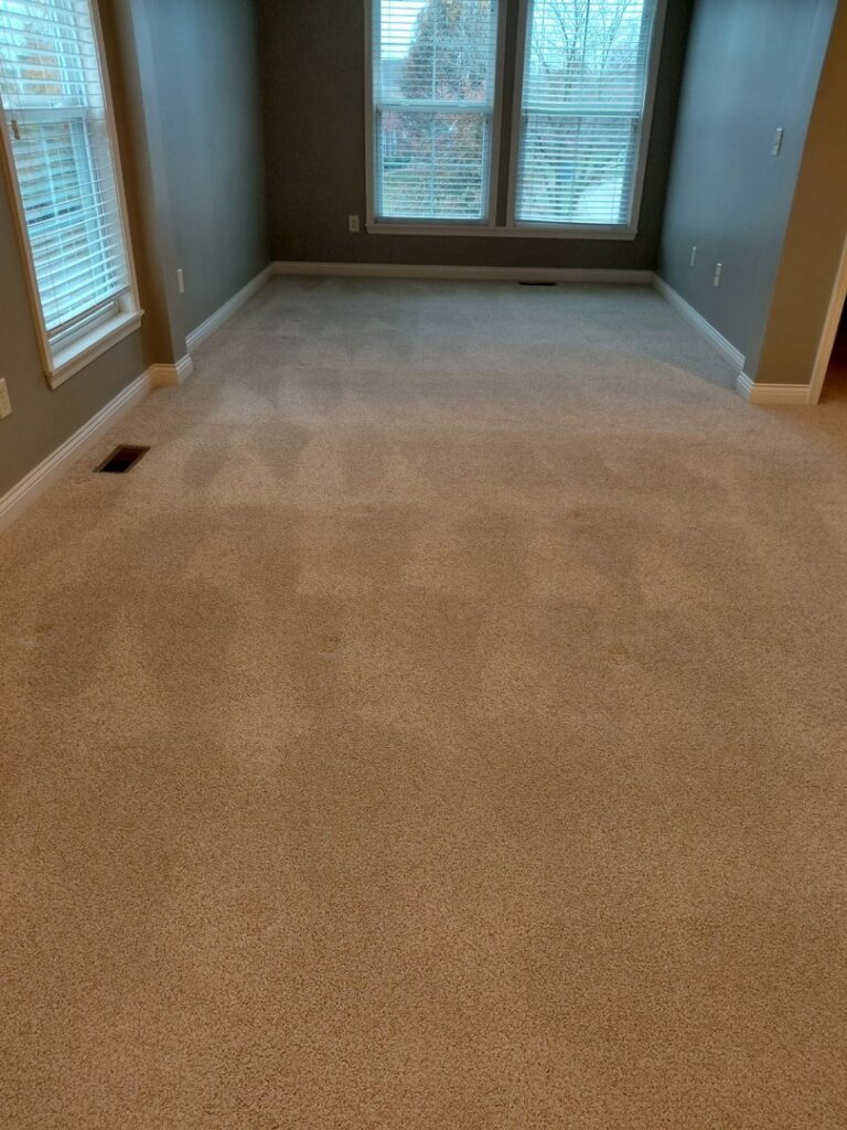 Beige carpet cleaning service with fresh vacuum lines by Marty B's General Klean in Cincinnati, OH.