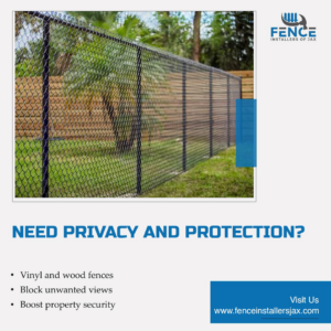 A black chain link fence providing security by Fence Installers of Jacksonville in Jacksonville, FL.