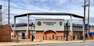 Black metal fencing installed at a baseball stadium by Creative Fence Designs in Columbus, GA.