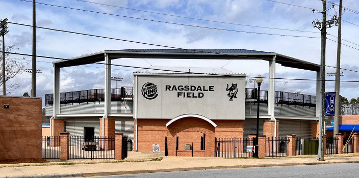 Black metal fencing installed at a baseball stadium by Creative Fence Designs in Columbus, GA.