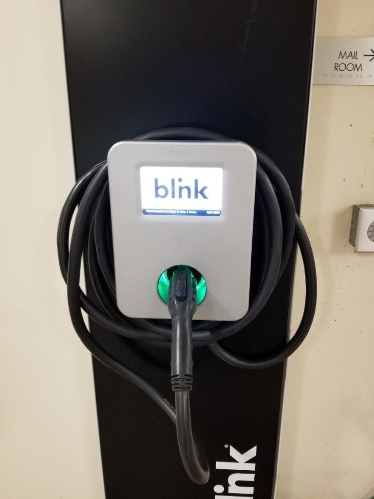 A Blink electric vehicle charging station installed by Wisdom Electrical, offering EV charging solutions in San Francisco, CA.