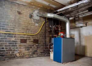 A boiler or furnace installation in a basement by Greater Boston Heating & Air in Boston, MA.