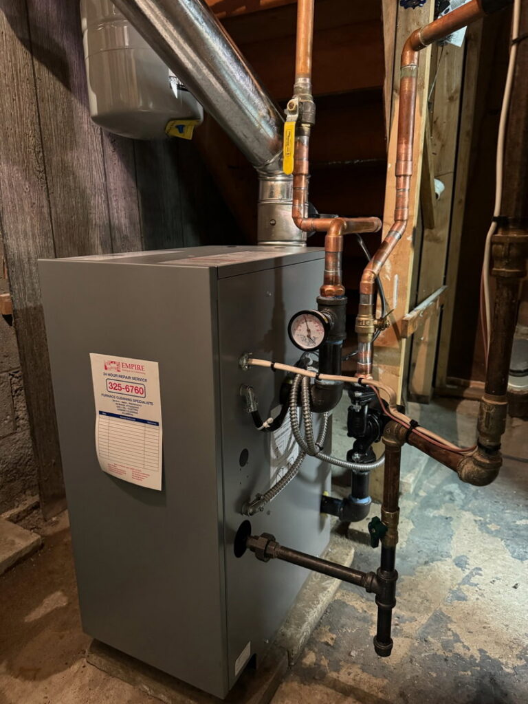 A boiler heating system repair or installation with extensive copper piping by Empire Heating & Air Conditioning in Decatur, GA