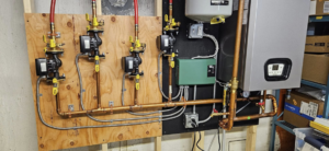 A complete boiler and pump system with electrical connections installed by Steven Polom, Journeyman Electrician in Springfield, MA.