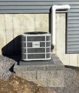 A Bosch furnace and air handler unit with ductwork installed by Dane HVAC in Willowbrook, IL.