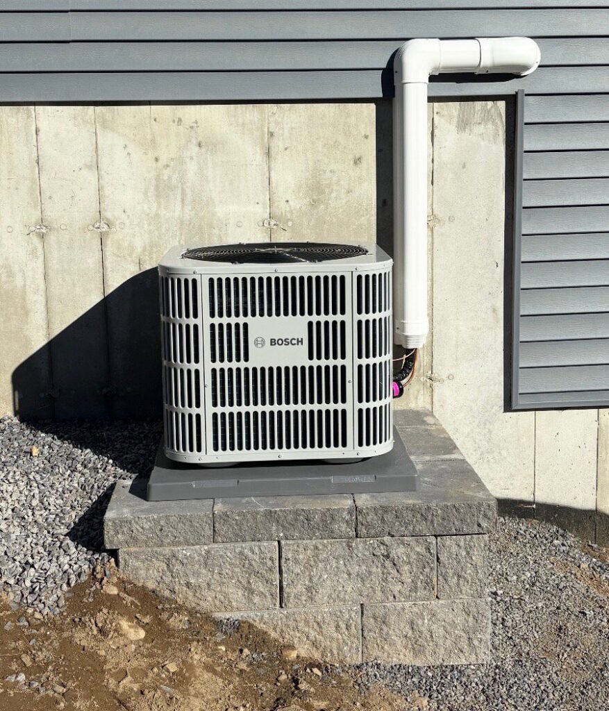A Bosch furnace and air handler unit with ductwork installed by Dane HVAC in Willowbrook, IL.