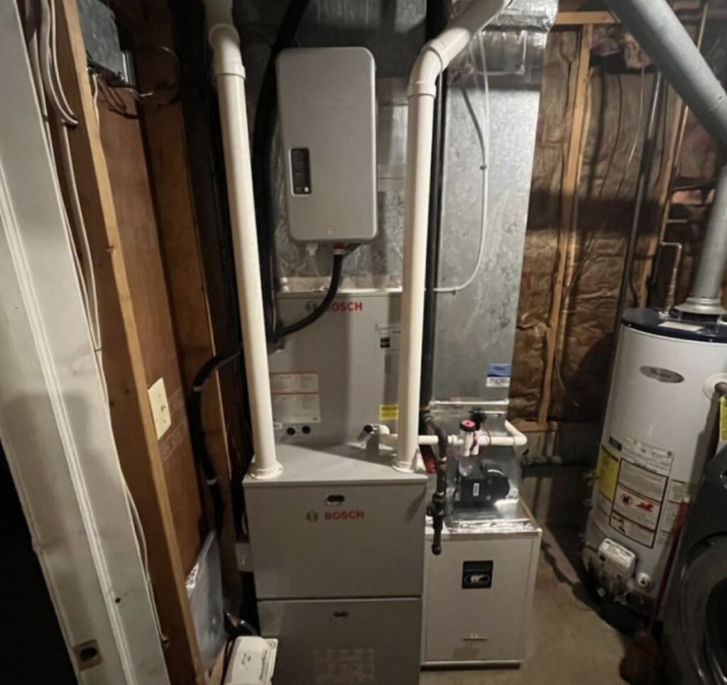 Bosch furnace and air handler unit with ductwork installed by NewEra Mechanical LLC in New Britain, CT