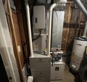 Bosch furnace and air handler unit with ductwork installed by NewEra Mechanical LLC in New Britain, CT