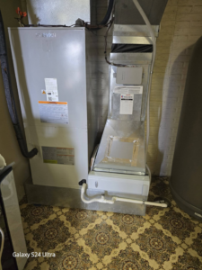 A new Bosch HVAC furnace and air handler unit installed by Reliance Heating & Cooling in Yankton, SD.