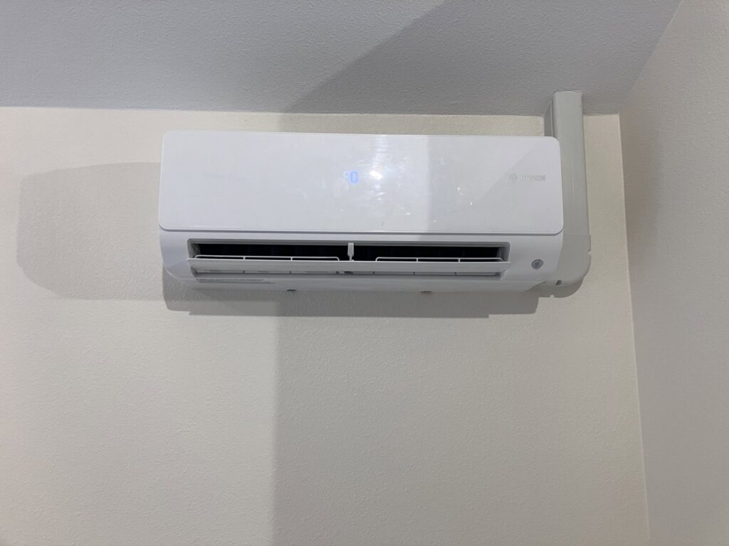 Wall-mounted Bosch mini-split indoor unit installed by HVAC Ministries LLC in Salem, OR