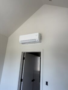 An indoor Bosch mini-split unit installed on a wall by JN Heating & Cooling in Eure, NC