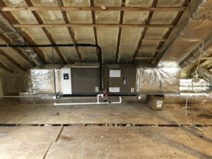 A Bosch outdoor air conditioning unit installed at a residential property by Dane HVAC in Willowbrook, IL.