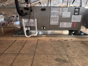 A Bryant air handler unit installed in an attic space by Comfort Temp HVAC LLC in Fort Smith, AR