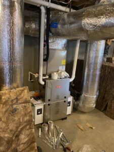 A Bryant furnace and air handler unit with insulated ductwork installed by Excel Mechanical and Construction LLC in Brunswick, ME