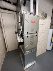 A newly installed Bryant HVAC furnace unit by Stivers Heating & Air Conditioning Inc. in Louisville, KY
