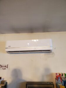 A Bryant mini-split indoor unit installed on a wall by T. D'Albora Heating and Cooling in Erie, PA.