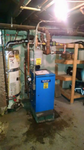 A Buderus boiler and water heater system installed by Rowan Heating and Air Conditioning, Inc. in Highland, MD
